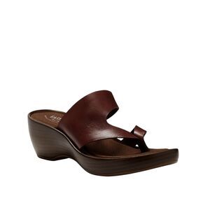 Eastland Laurel Wedge Sandals Dark Brown Sz 9W Comfort Memory Foam